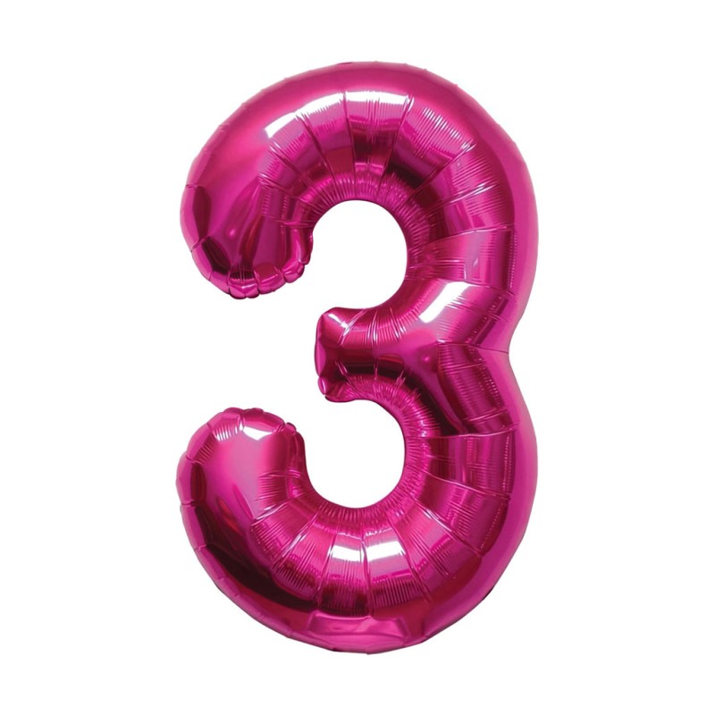 34D-0043 Globo de numero 3 color fucsia