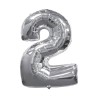 30D-0002 Globo de numero 2 color plata