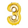 30D-0013 Globo de numero 3 color dorado